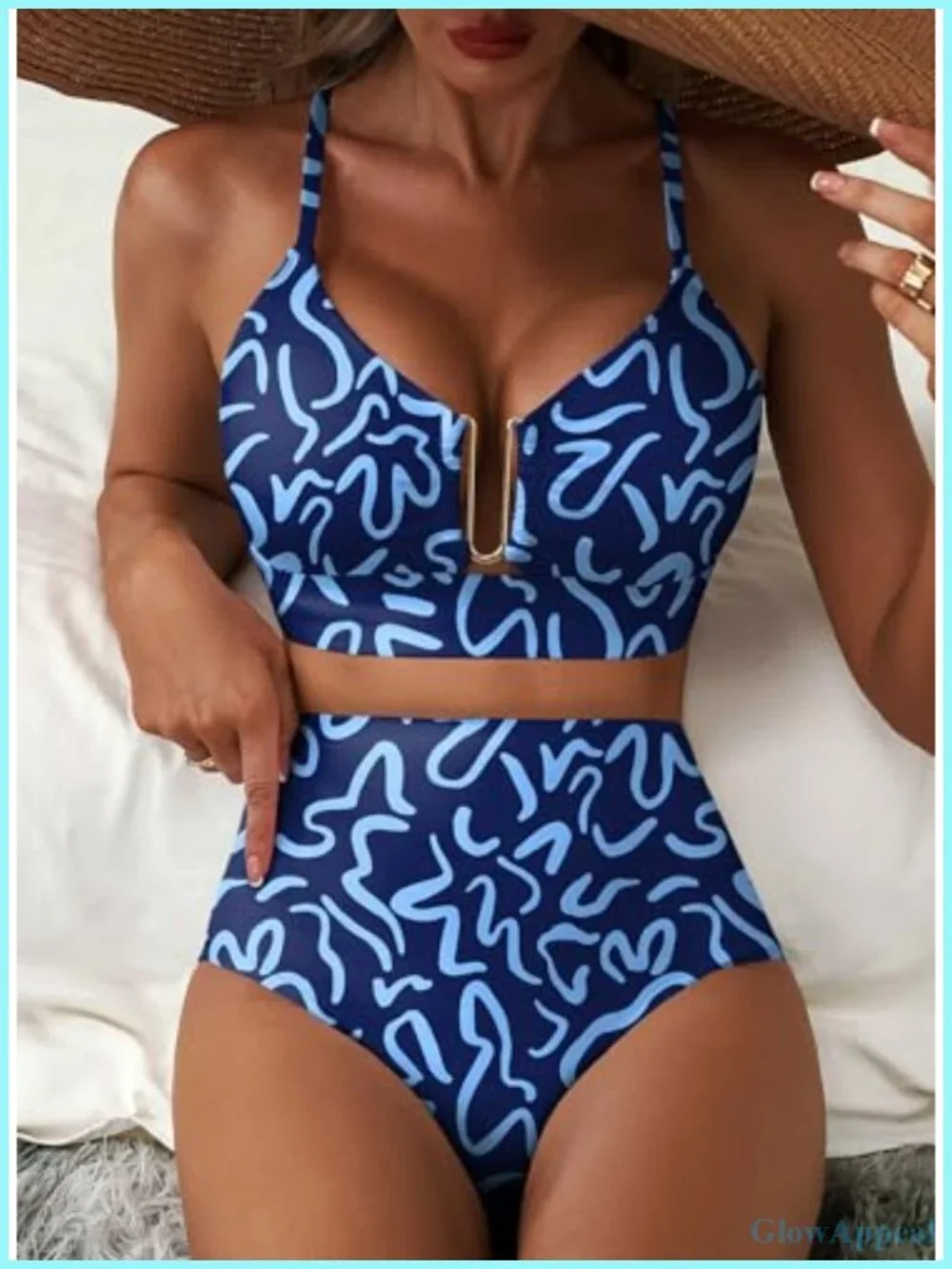 Women's 2 Piece High Waisted U Wire Bikini Set Floral Print Crisscross Back